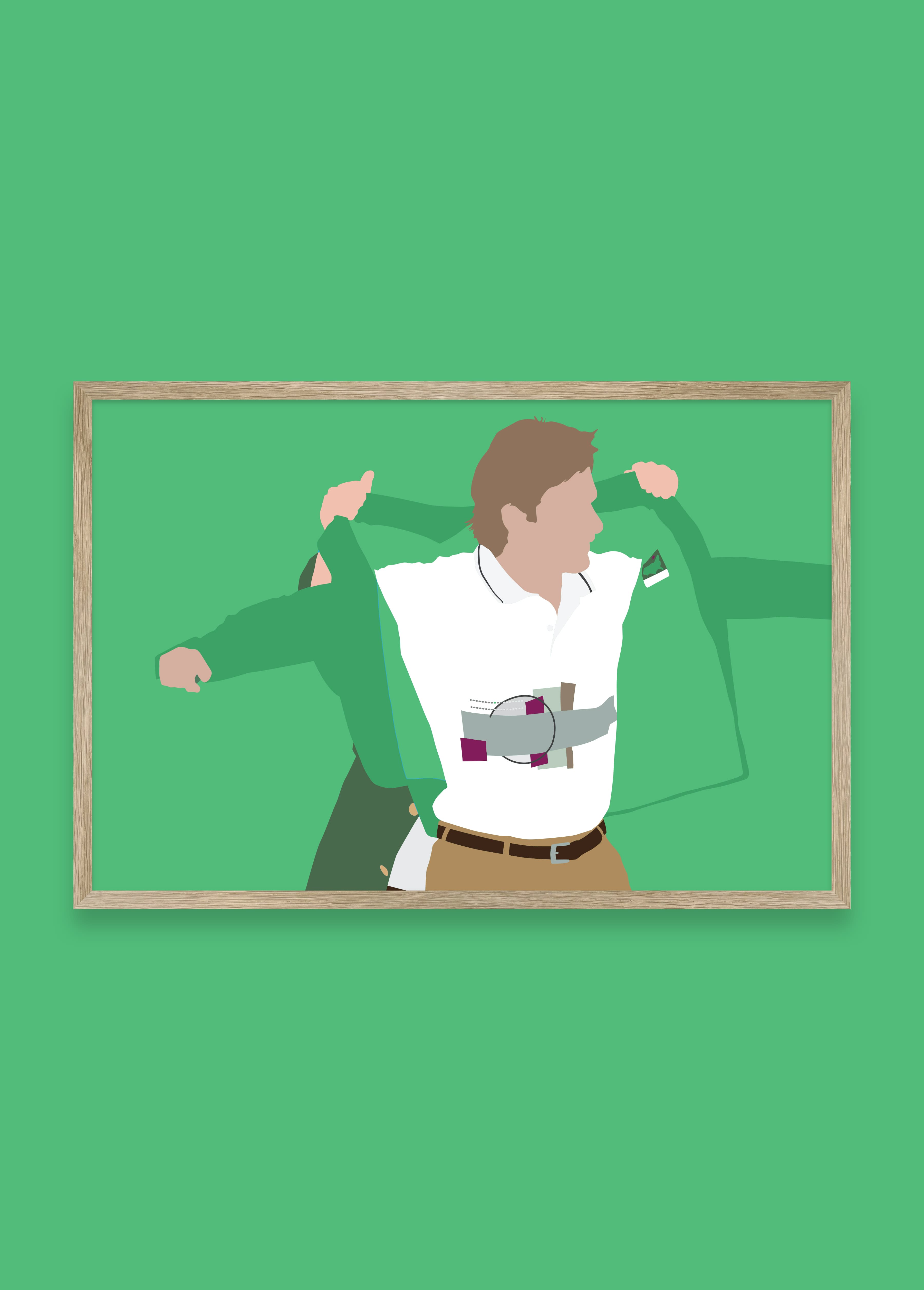 1992 Masters golf art print — Fred Couples green jacket ceremony