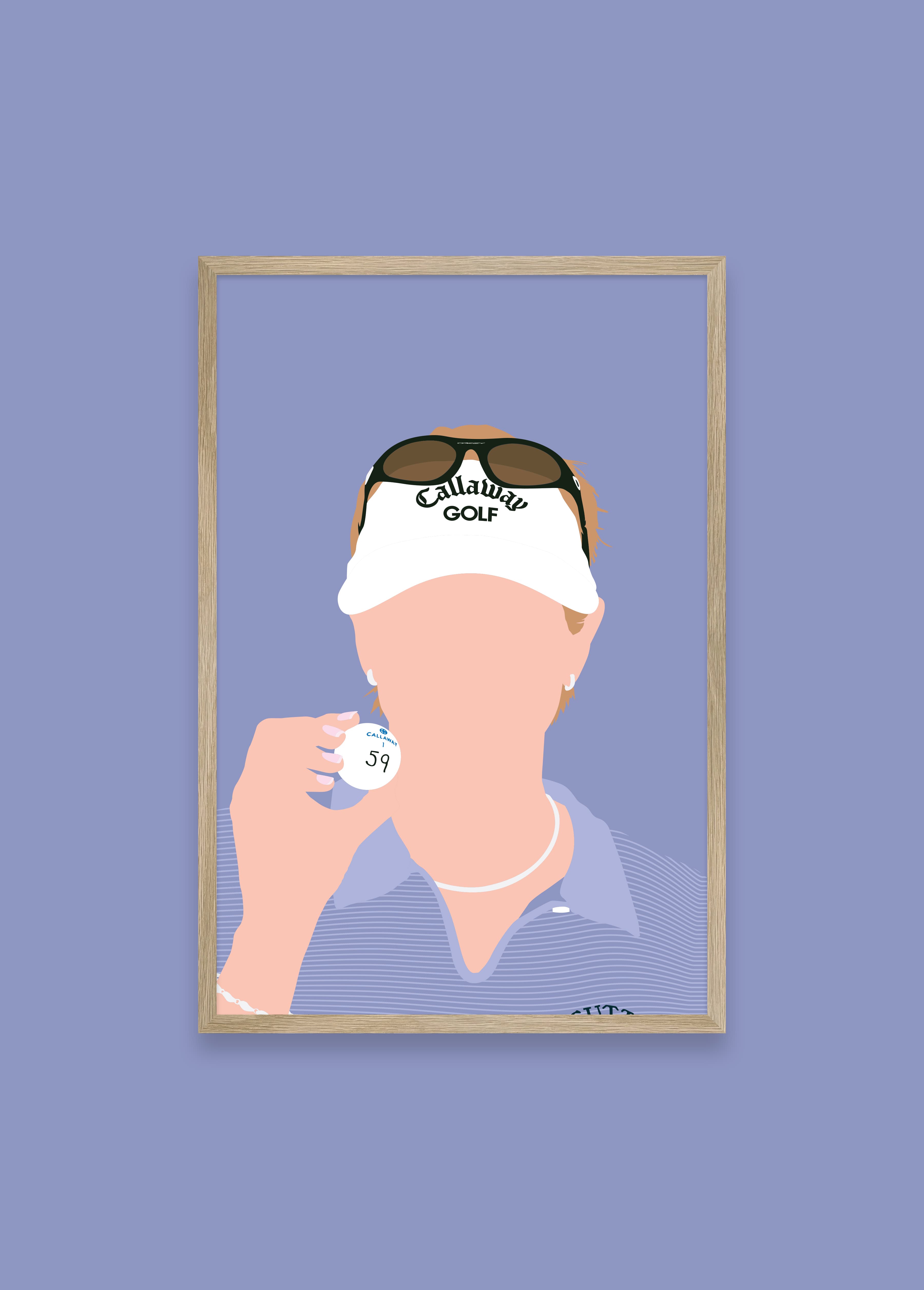 Annika III golf art print — Annika Sorenstam close-up portrait with visor