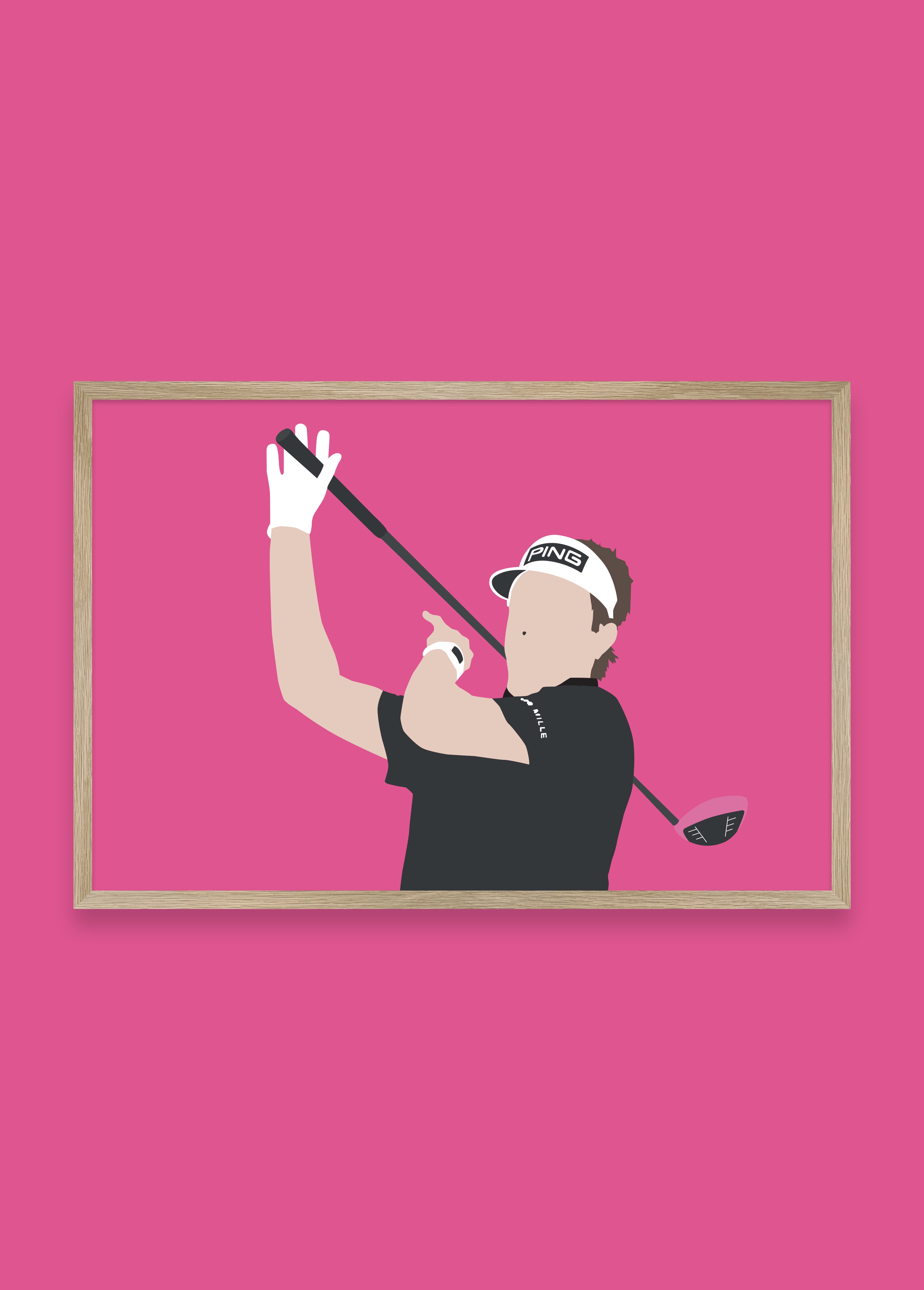 Bubba golf art print — Bubba Watson signature finish with pink driver