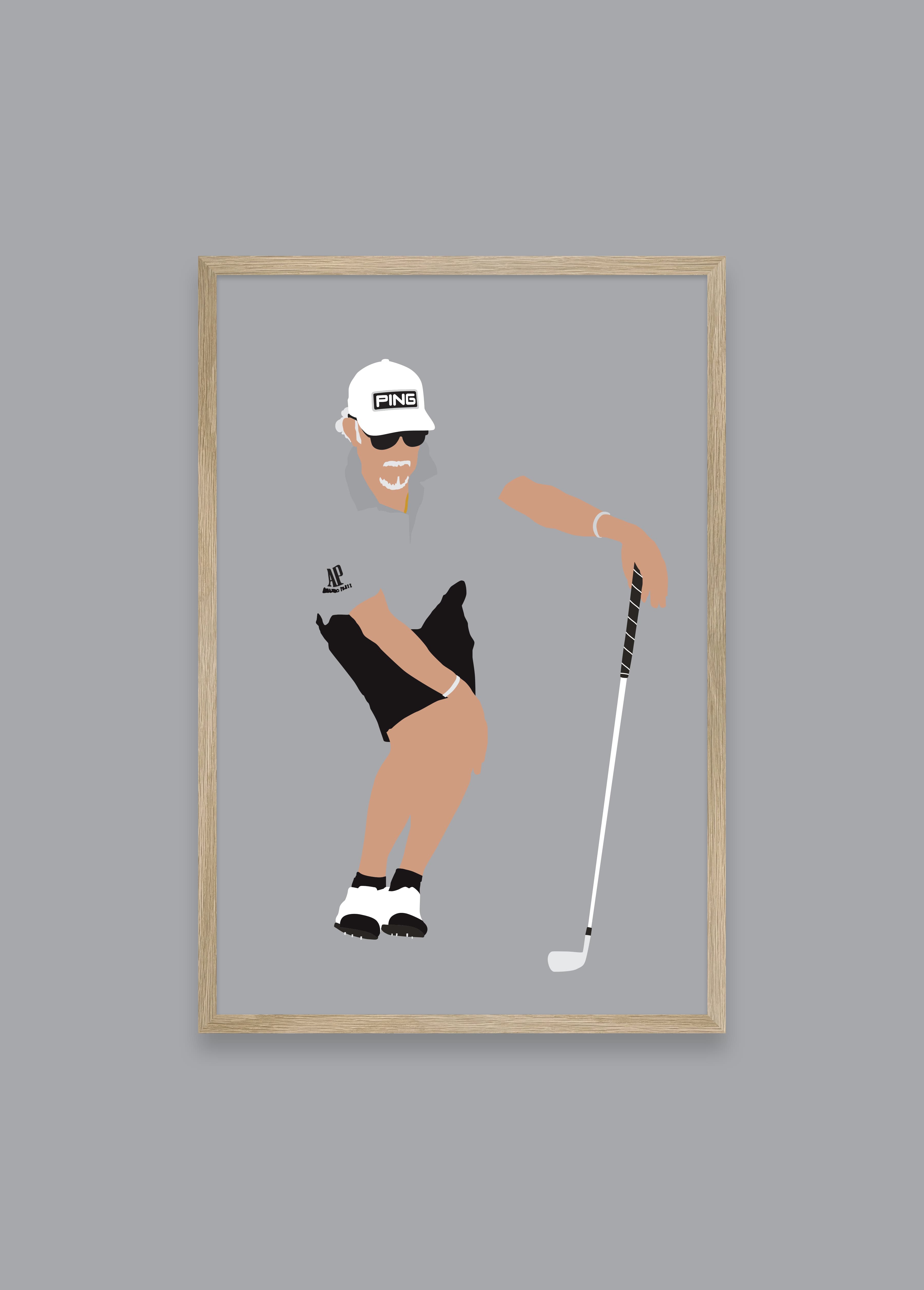 The Mechanic III golf art print — Angel Jimenez cigar and follow-through