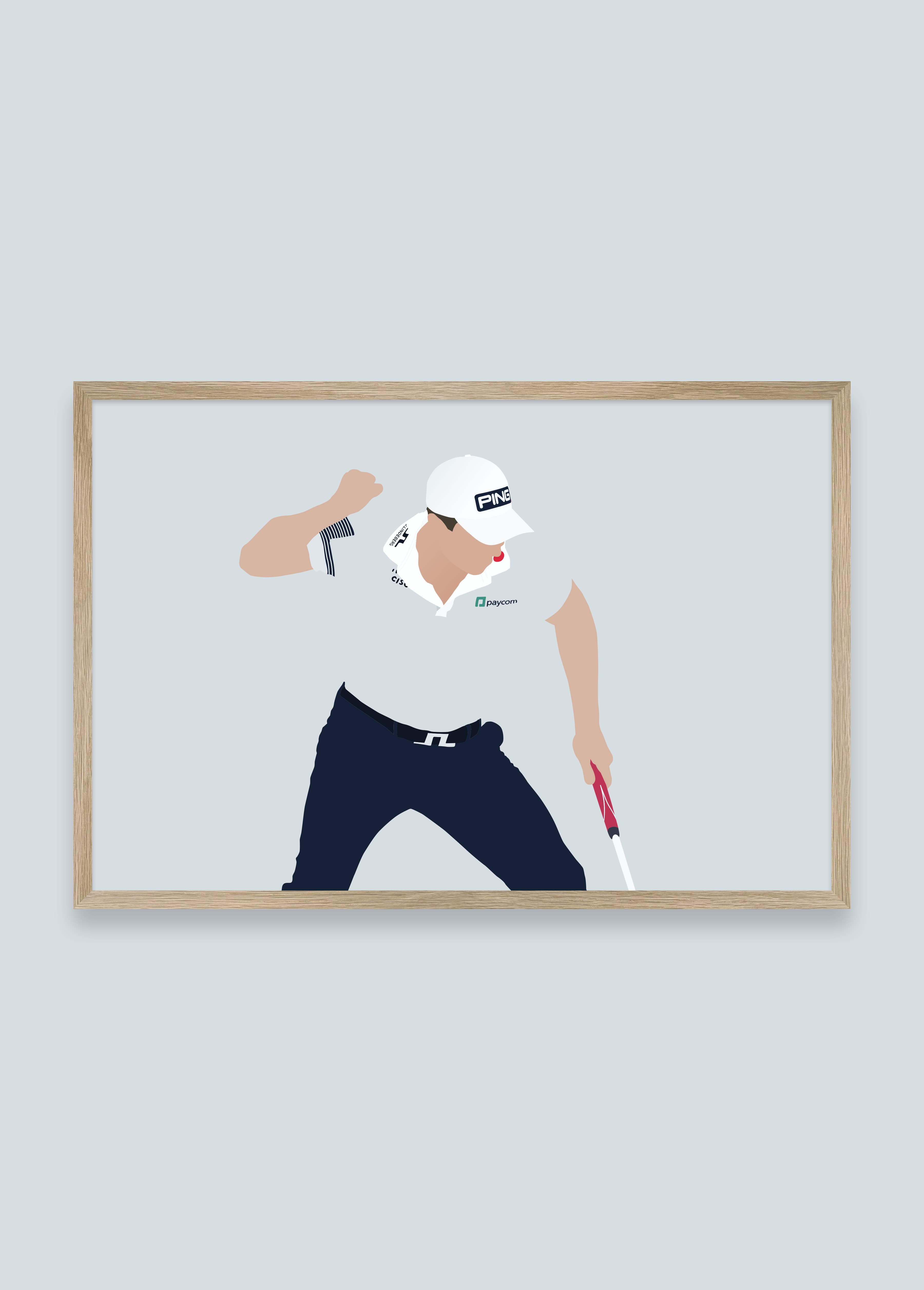 Viktory golf art print — Viktor Hovland fist pump celebration