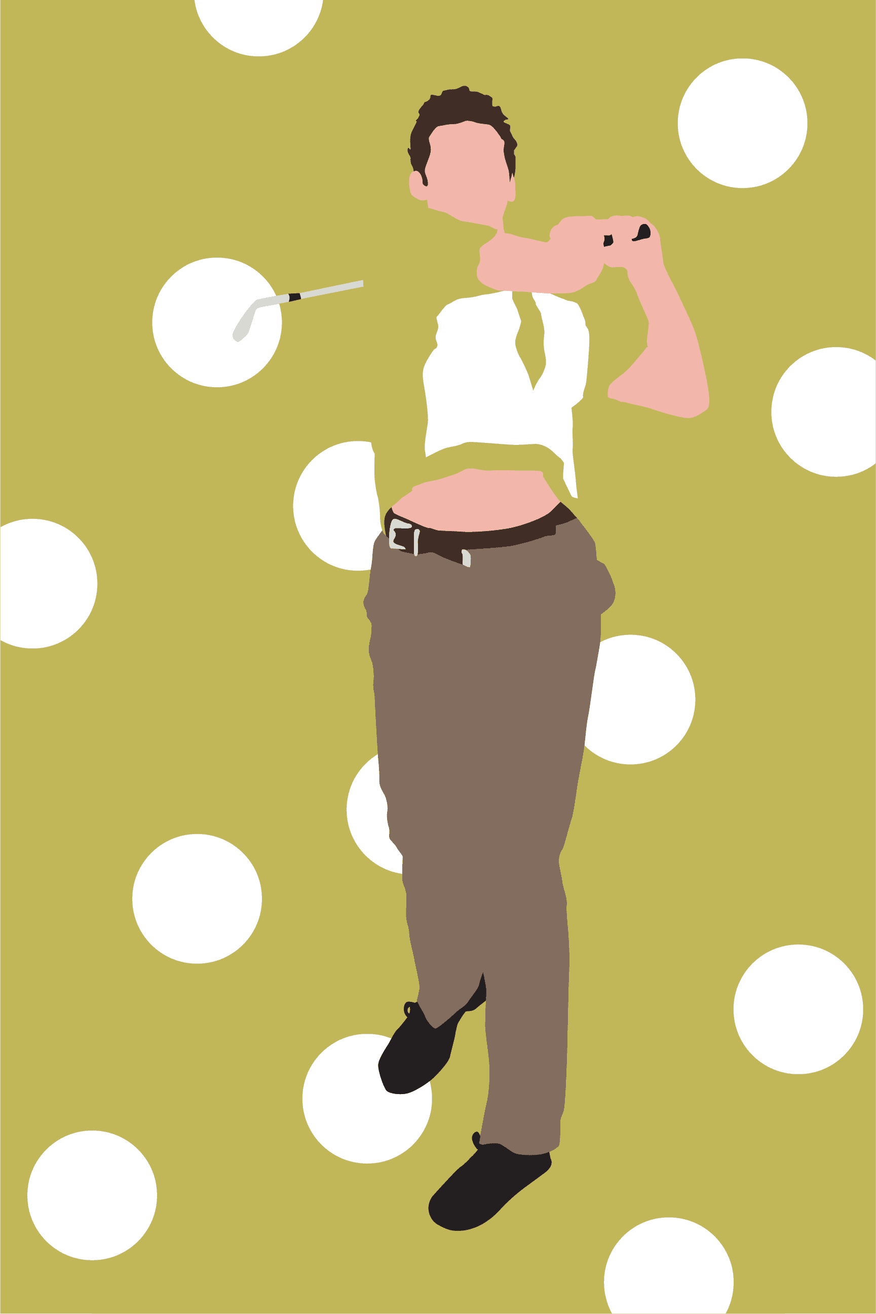 Hole in One golf art print — Kramer from Seinfeld vintage swing