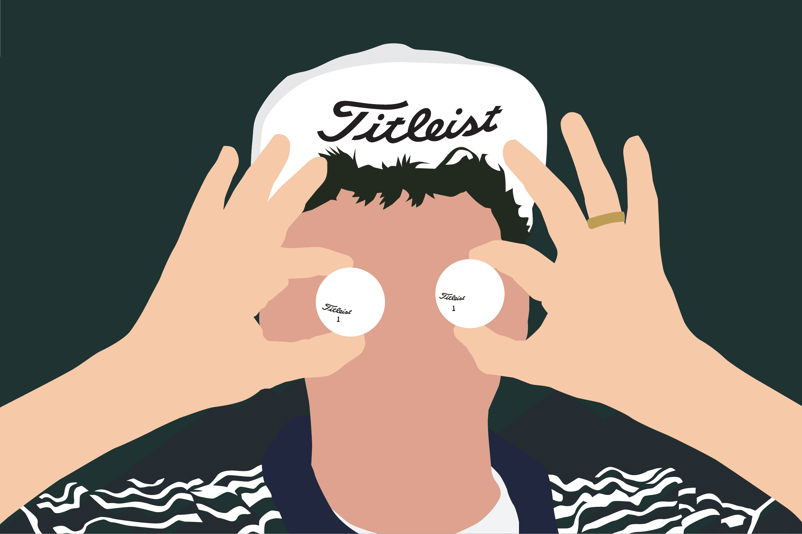 Jesper golf art print — Jesper Parnevik flipped-up hat brim style