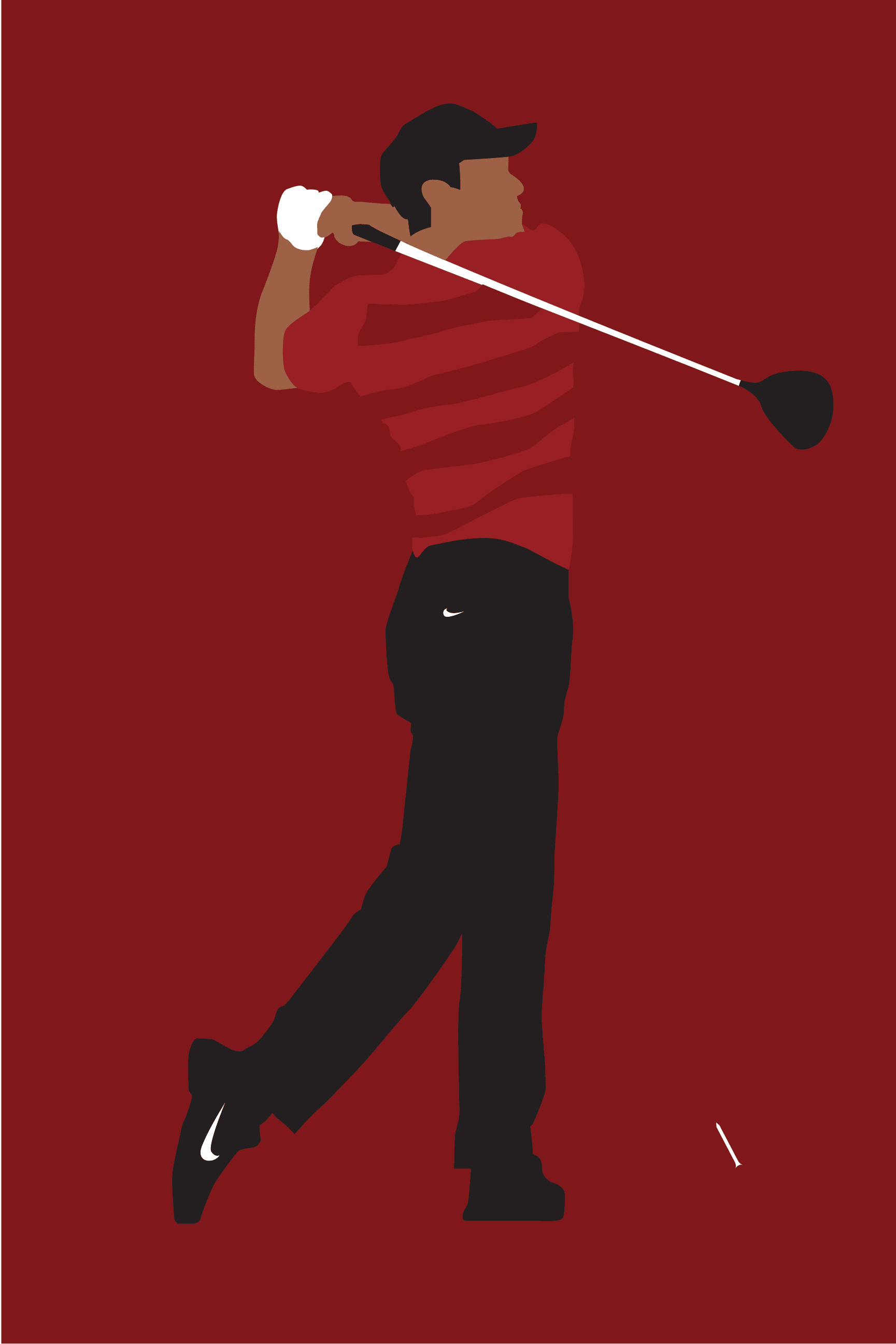 Swing Thought golf art print — Tiger Woods textbook swing mechanics