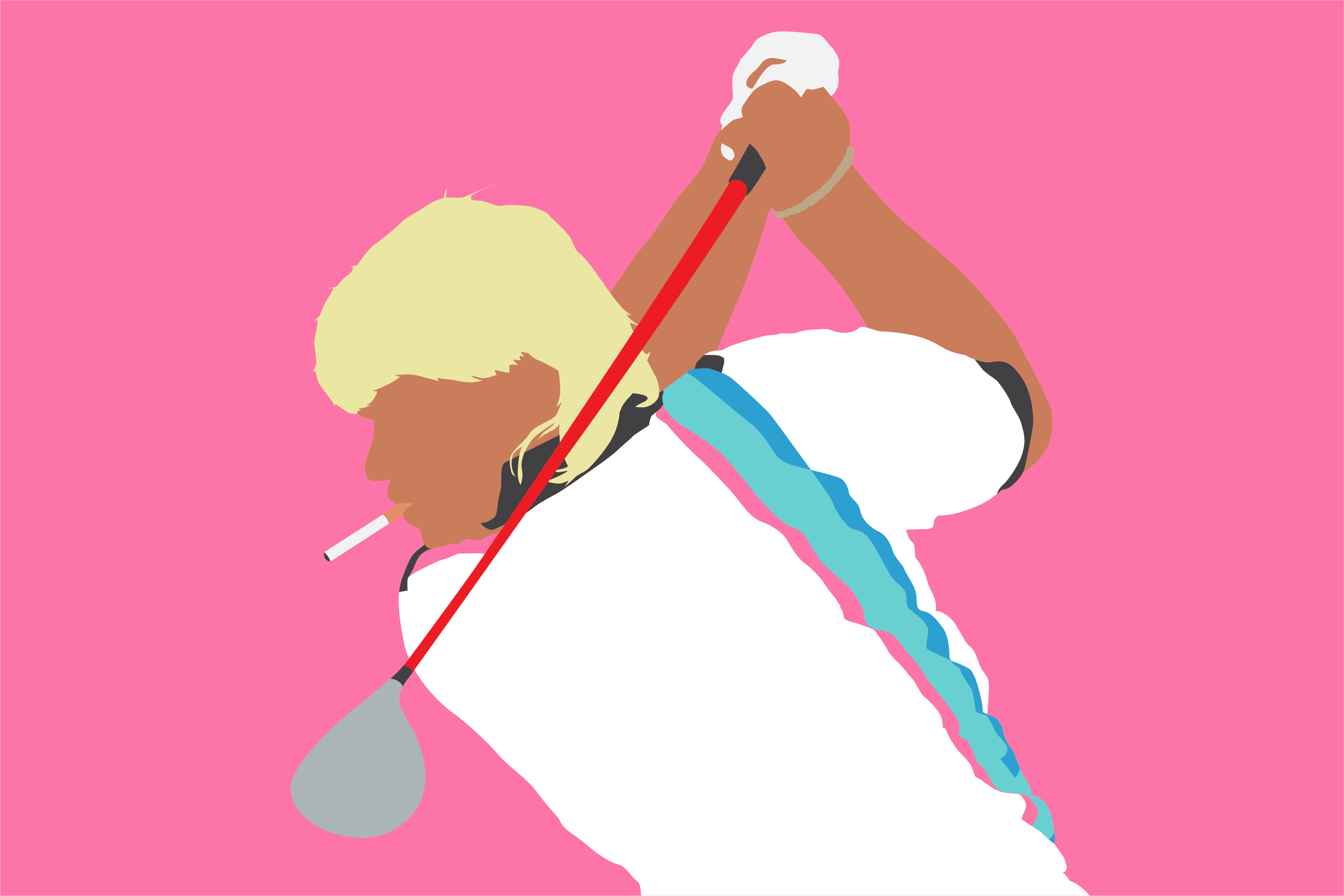Killer Whale golf art print — John Daly powerful mullet-and-cigarette swing