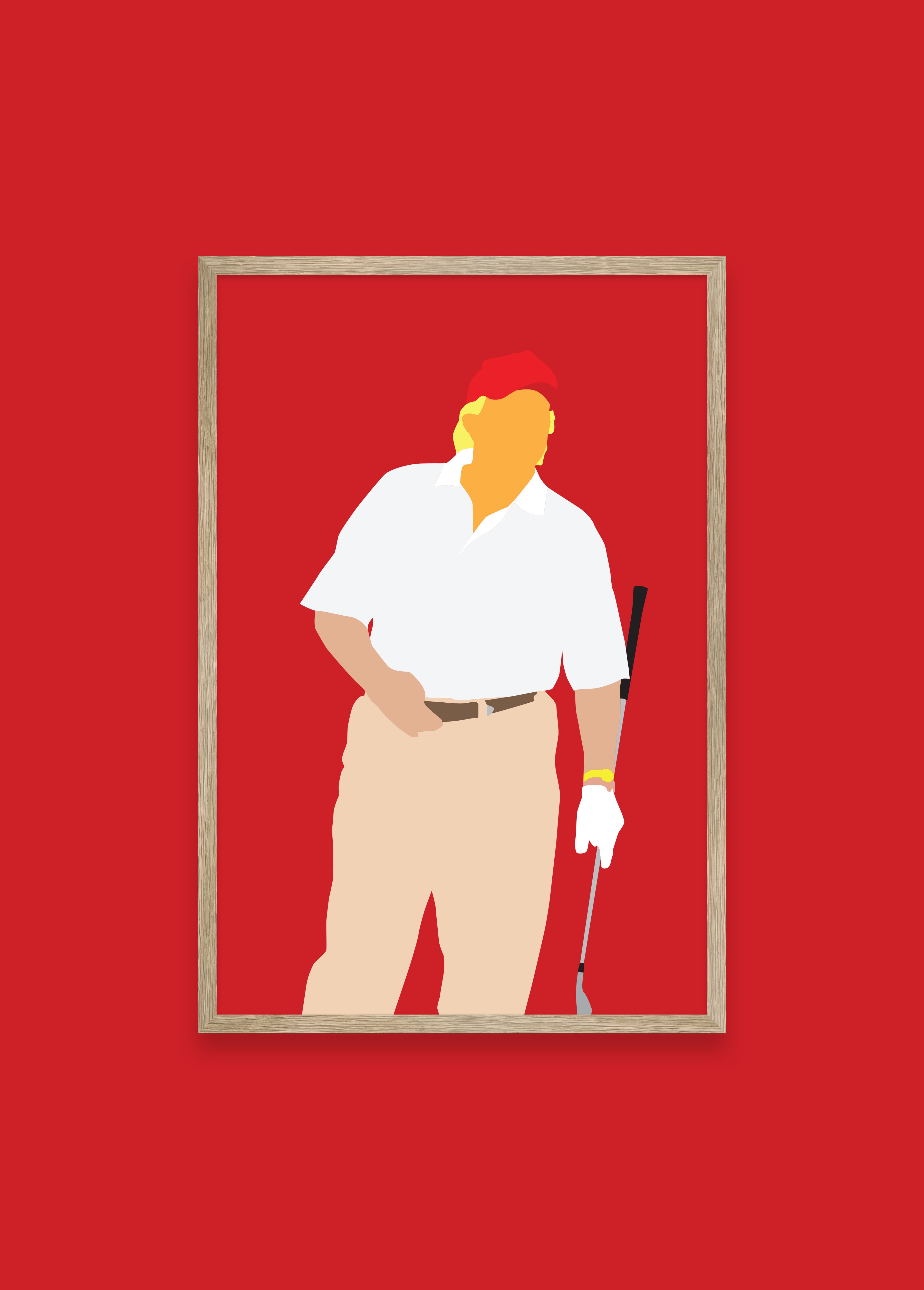 Fake News golf art print — Donald Trump on the golf course