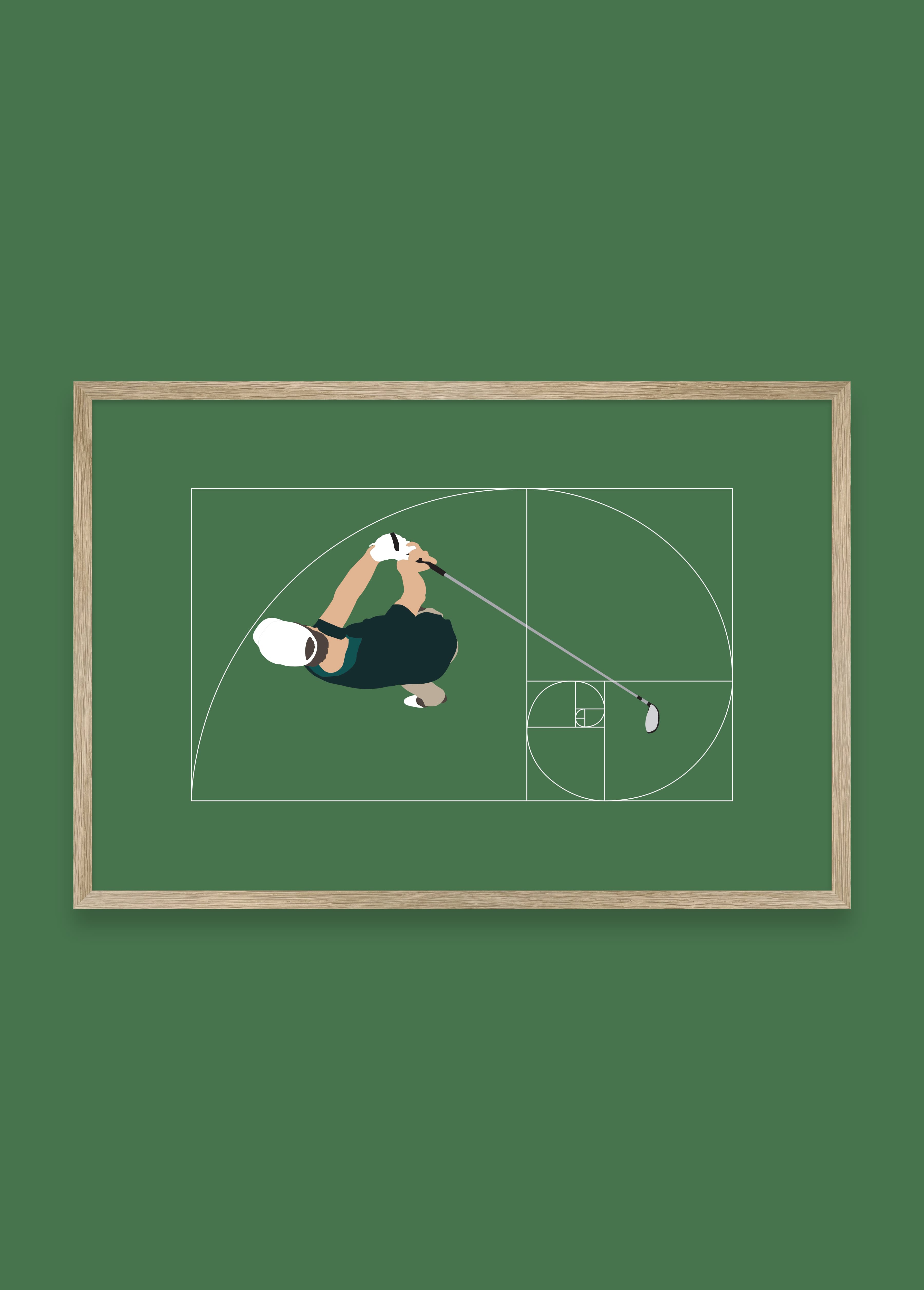 Golden Ratio golf art print — mathematical perfection in the golf swing
