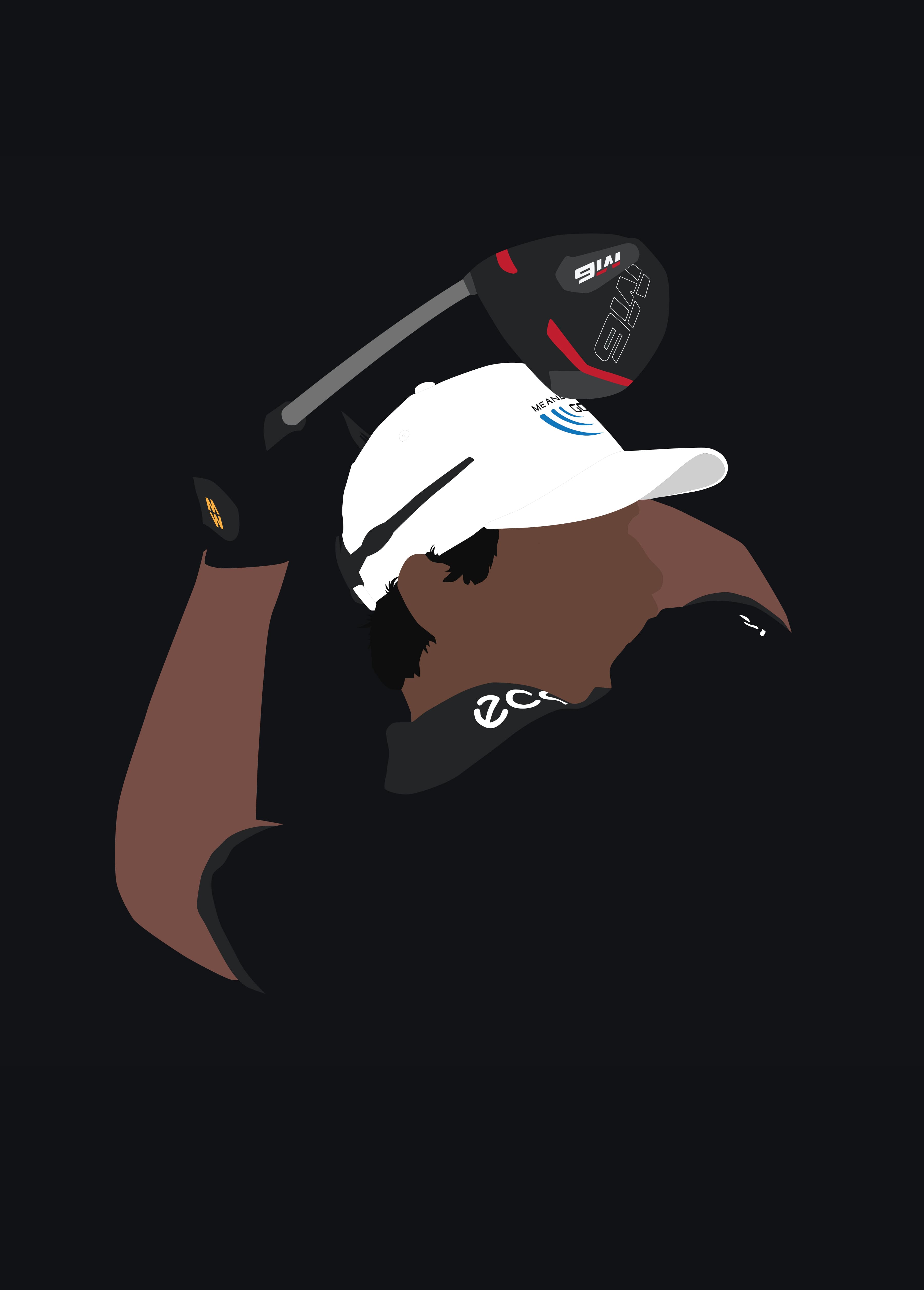 Aaronimink golf art print — Aaron Rai two-glove major championship victory