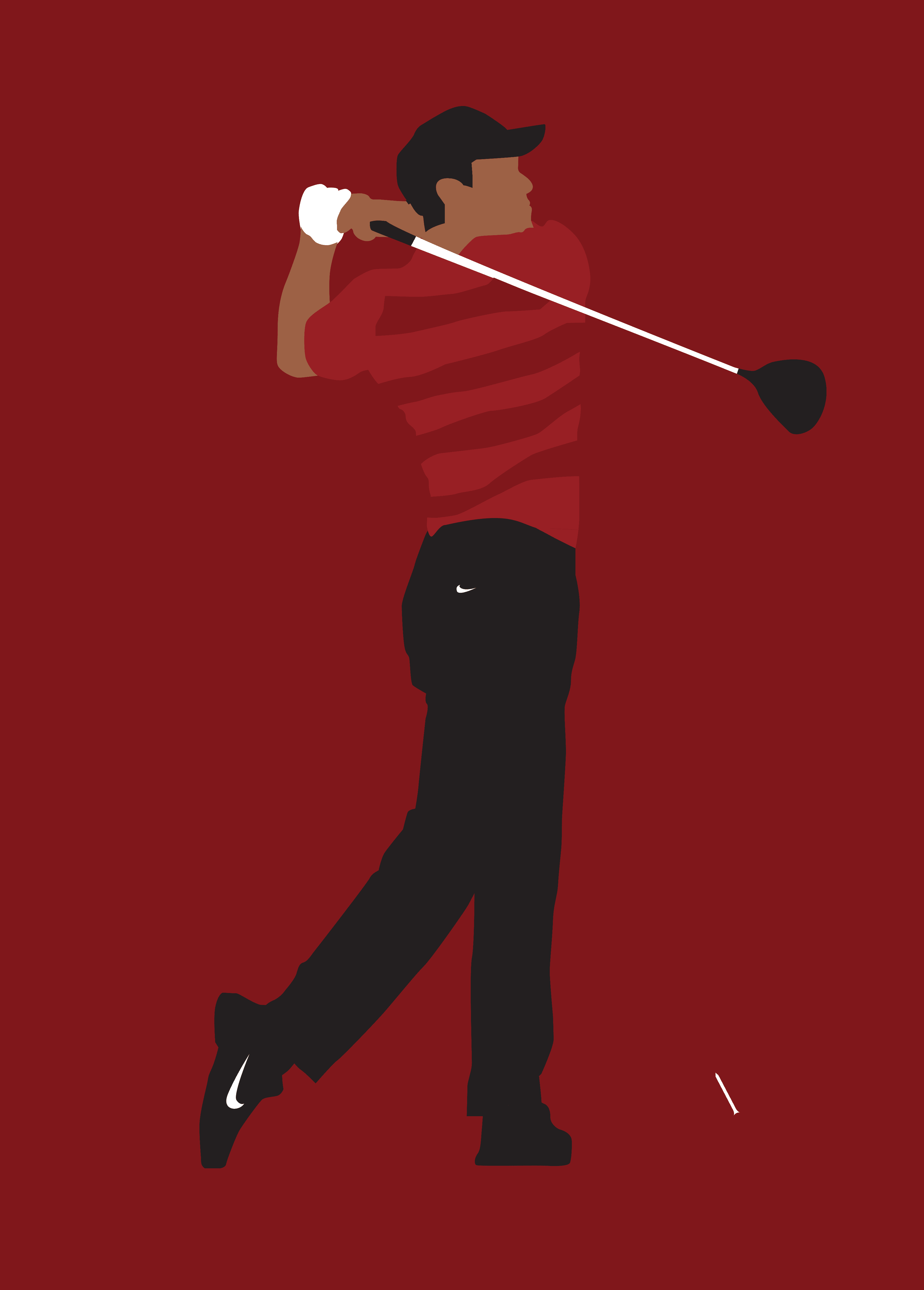 Designated Driver golf art print — Tiger Woods driver swing portrait