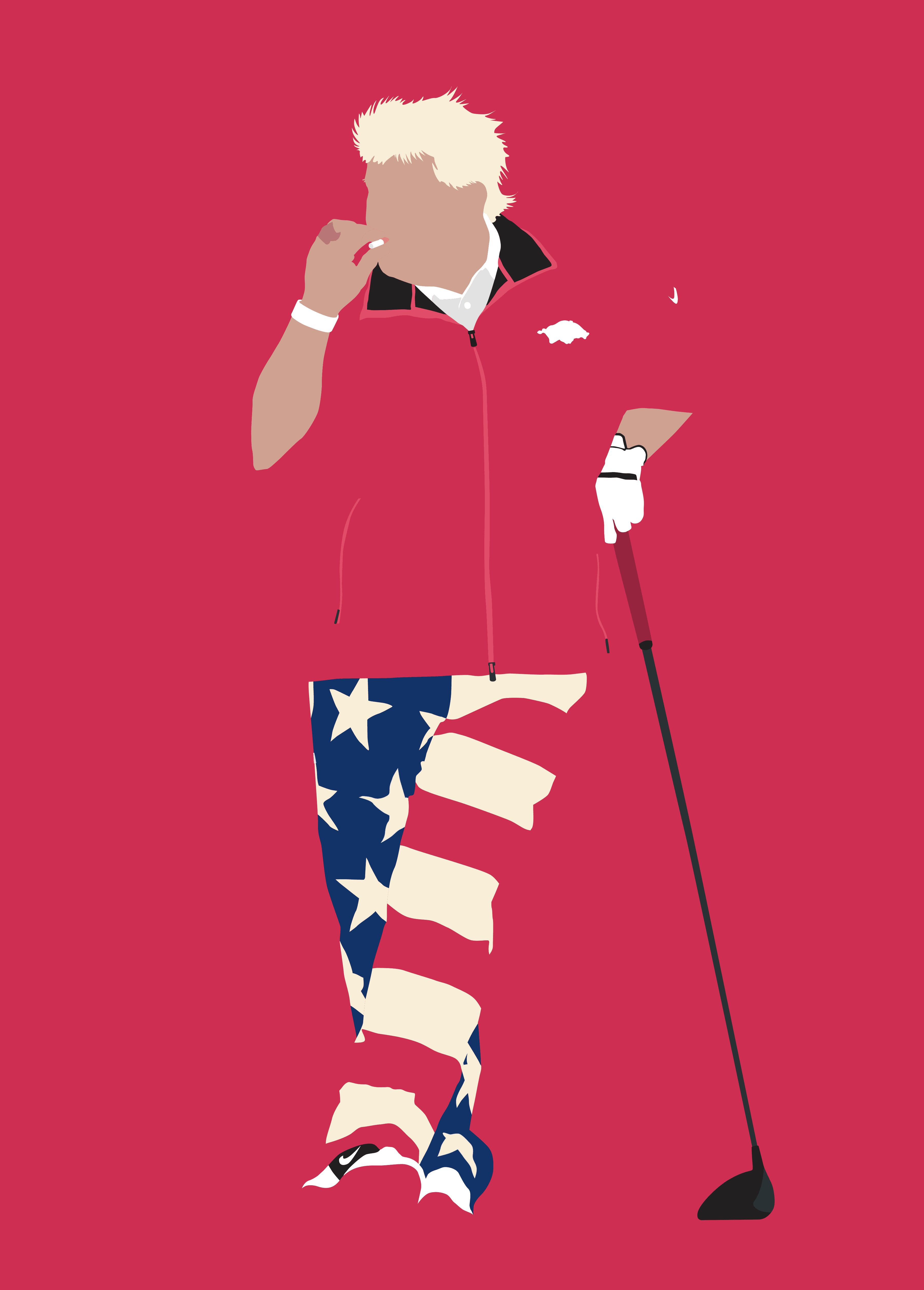 Merica golf art print — John Daly in stars and stripes pants