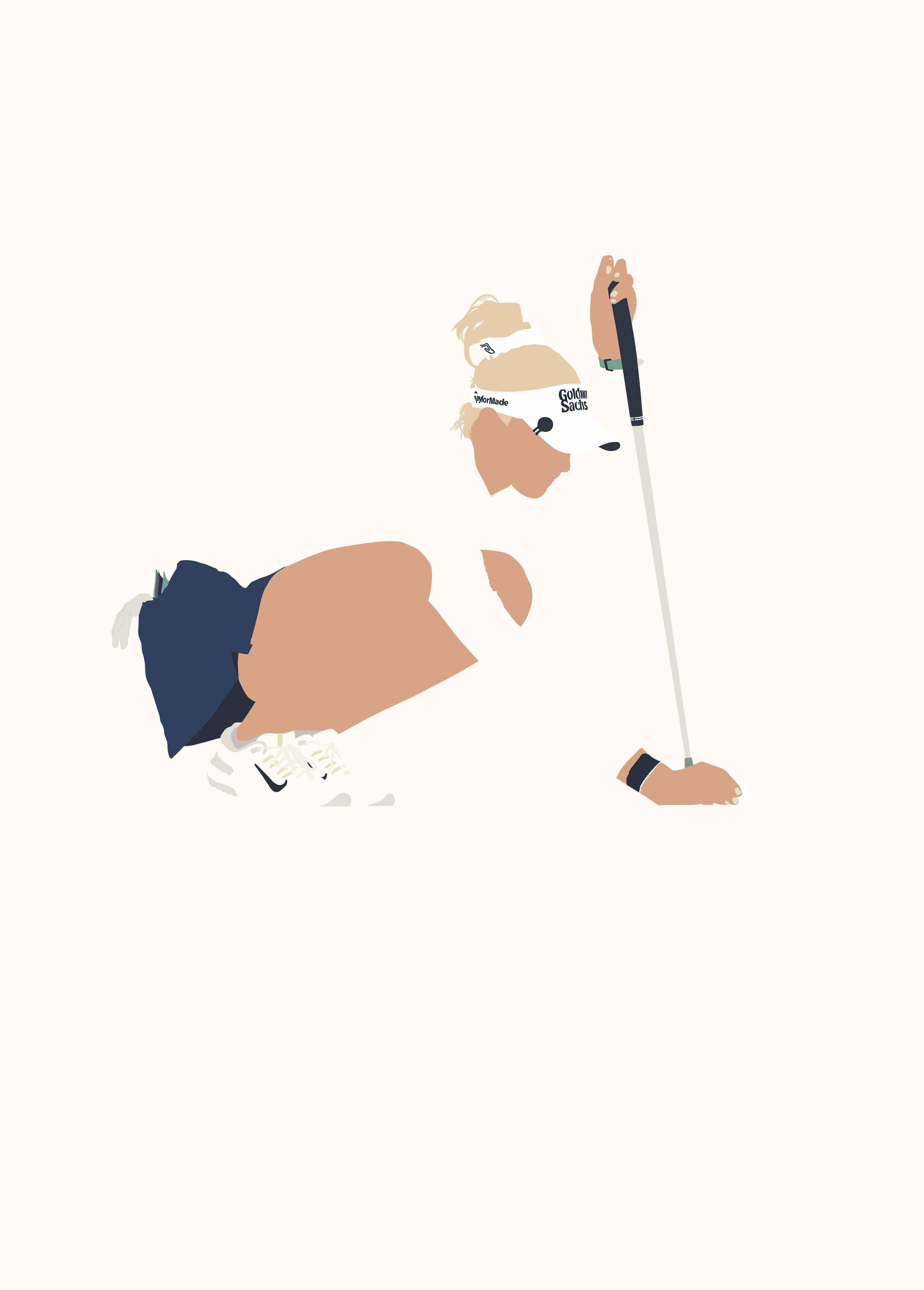 Nell'd It golf art print — Nelly Korda reading a putt
