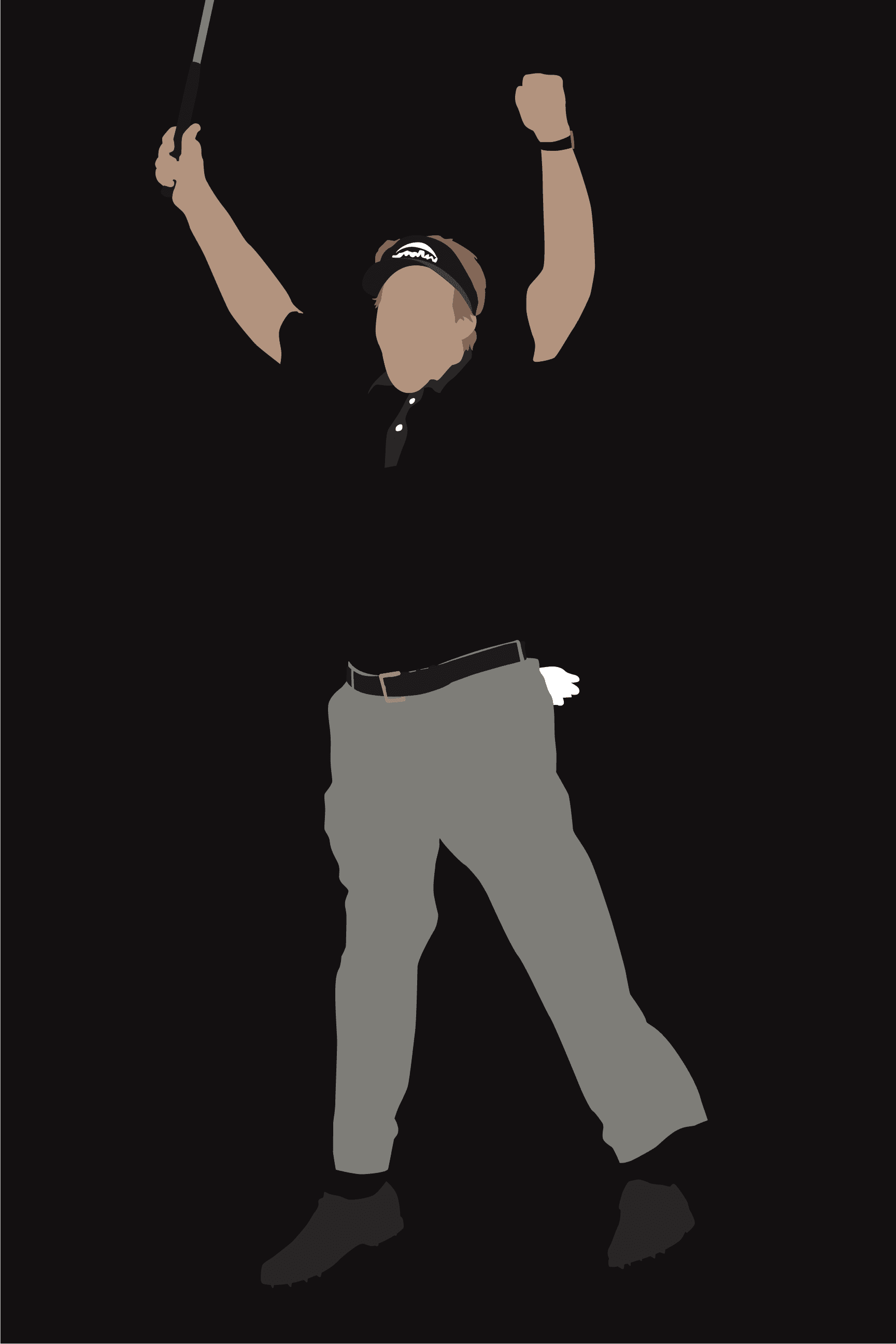 Phil the Thrill golf art print — Phil Mickelson Masters victory leap