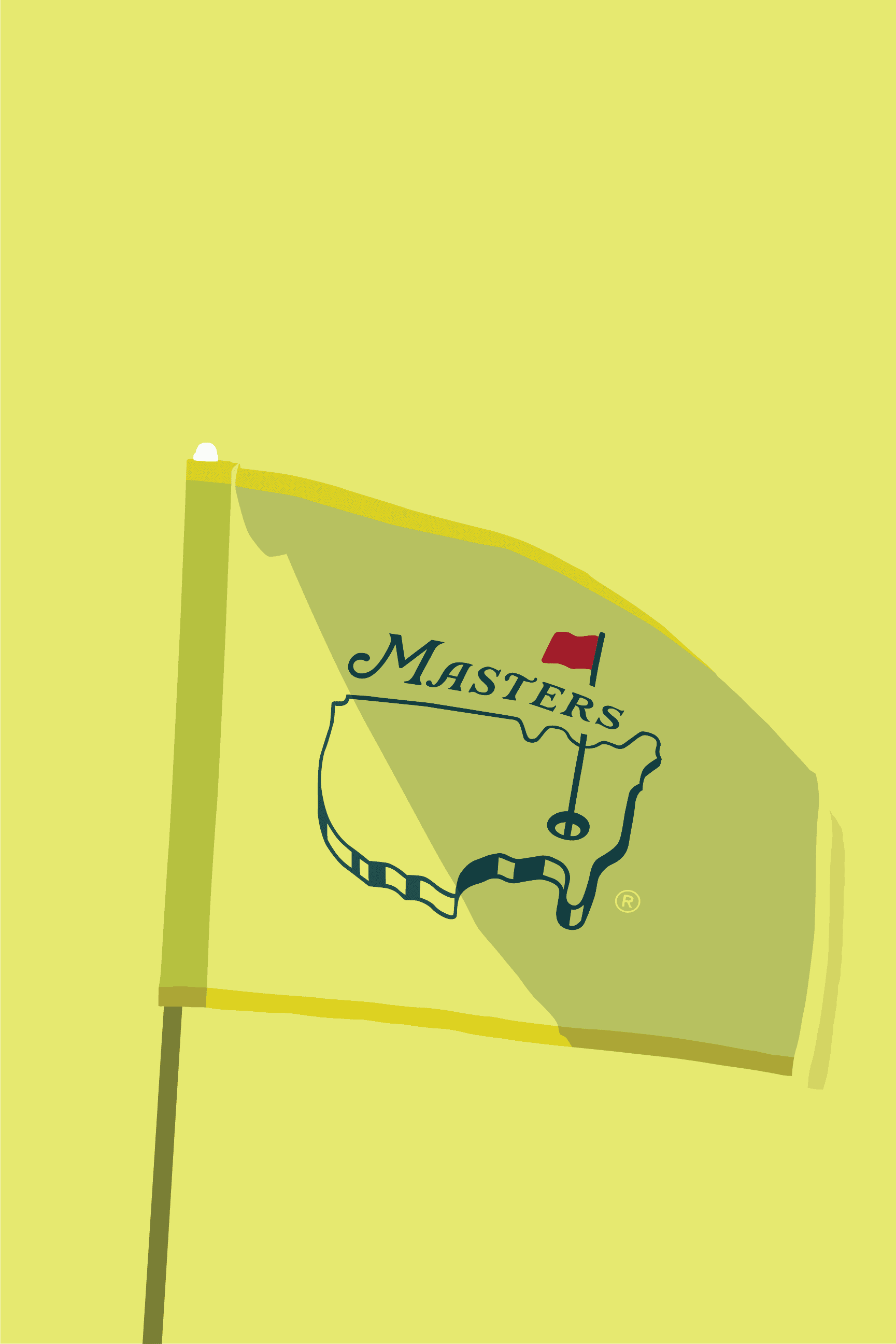 Pin Seeker golf art print — Masters flag in iconic green and yellow