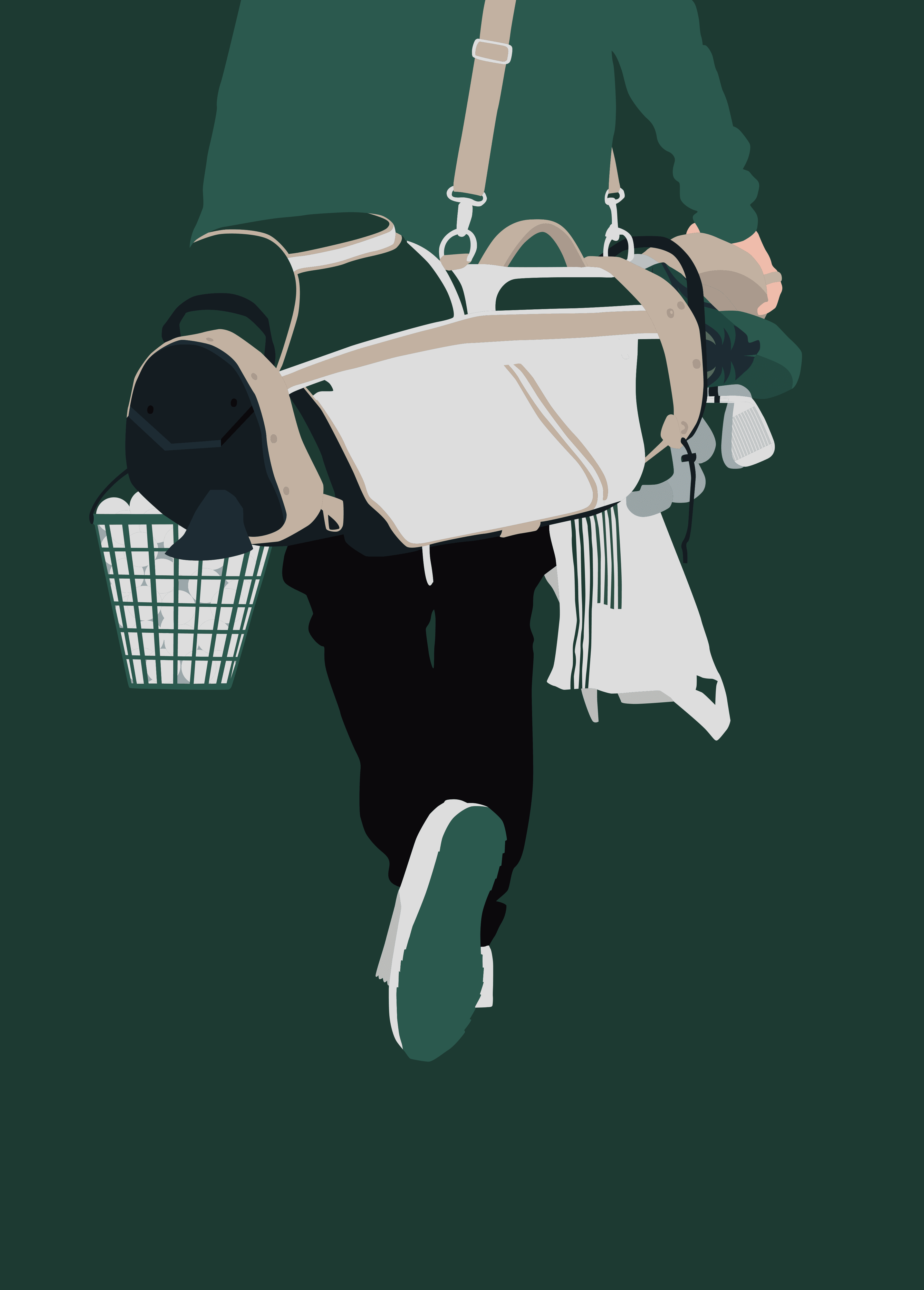 Range Rat golf art print — golfer walking to the driving range