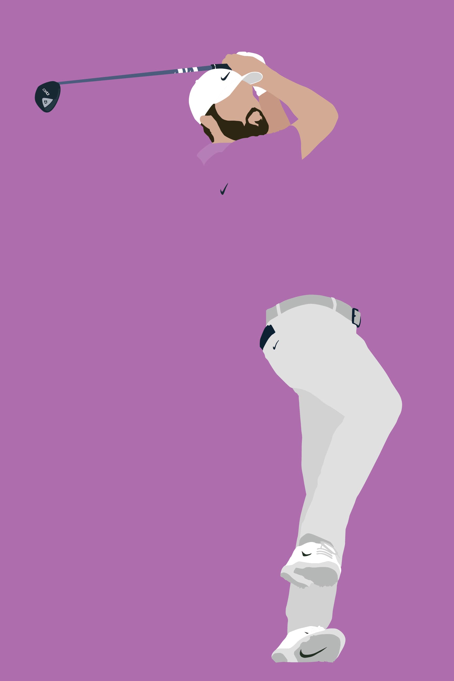 The Scheffler Shuffle golf art print — Scottie Scheffler iconic follow-through