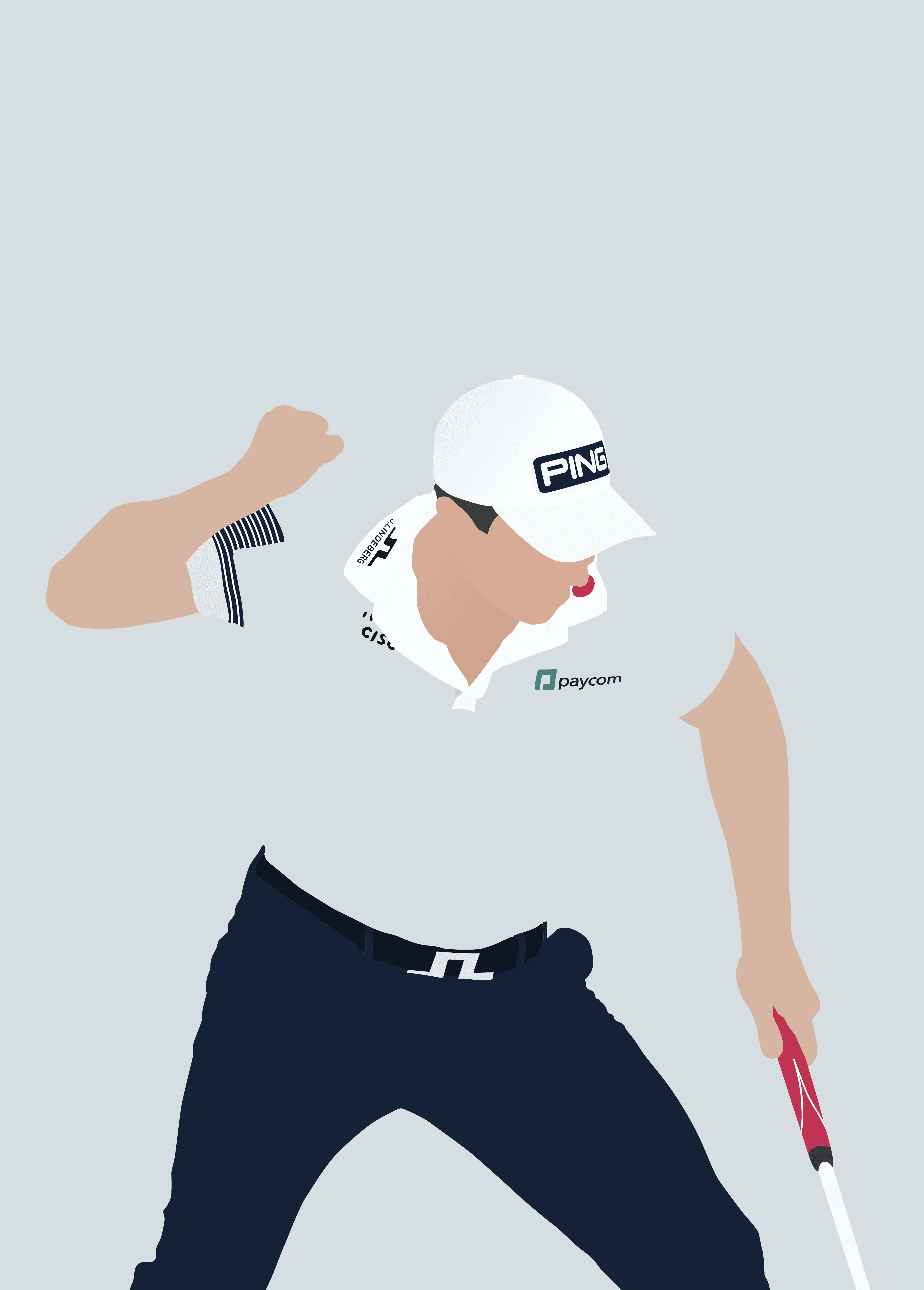 Viktory golf art print — Viktor Hovland fist pump celebration